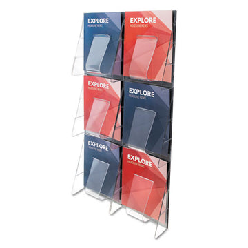 deflecto® Stand-tall 8-bin Wall-mount Literature Rack, Leaflet, 18.25w X 3.38d X 23.75h, Clear-black freeshipping - TVN Wholesale